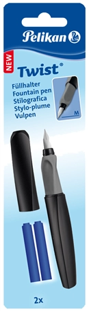 Een pelikan twist vulpen blak zwart-grijs koop je bij NiceSupplies.nl