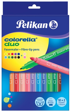 Een pelikan viltstift colorella duo 12 stuks kartonnen etui koop je bij NiceSupplies.nl