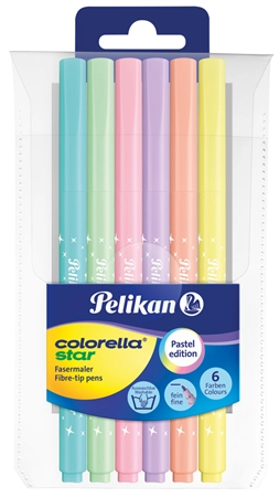 Een pelikan viltstift colorella star pastel 6 stuks etui koop je bij NiceSupplies.nl