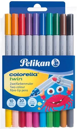 Een pelikan viltstiften colorella twin rond 10 stuks etui koop je bij NiceSupplies.nl