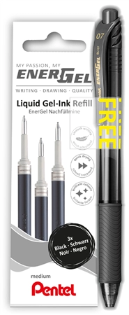 Een pentel liquid gel-rollerpen-vulling lr7 promo-pak zwart koop je bij NiceSupplies.nl