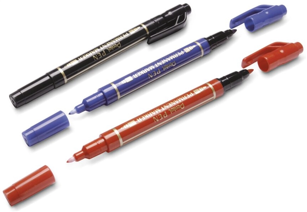 Een pentel permanent-marker pen dubbelpunt 3stuks etui assorti koop je bij NiceSupplies.nl