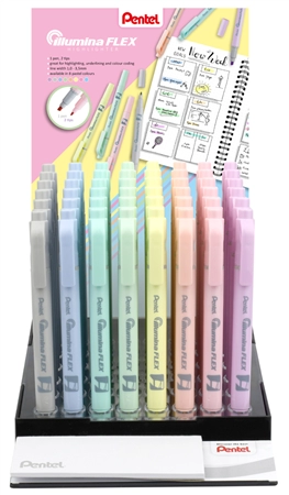 Een pentel tekstmarker illumina flex pastel 48stuks display koop je bij NiceSupplies.nl