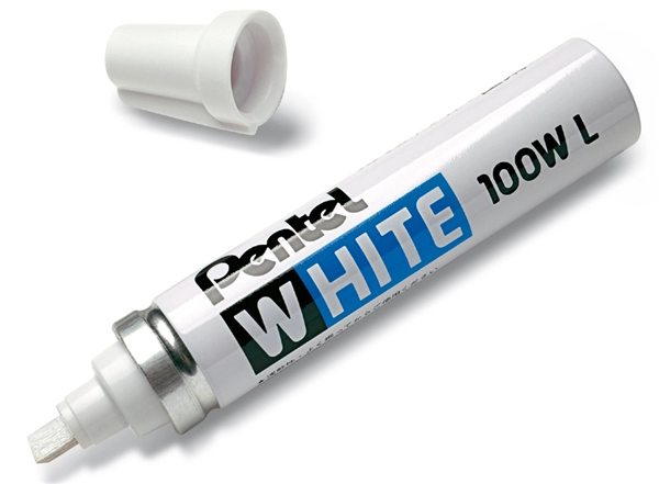 Een pentel wit permanent-marker x100w beitelpunt wit koop je bij NiceSupplies.nl