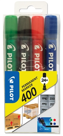 Een pilot permanent-marker 400 beitelpunt 4 stuks etui koop je bij NiceSupplies.nl