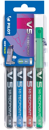 Een pilot rollerbalpen hi-tecpoint v5 set2go 4 stuks etui koop je bij NiceSupplies.nl