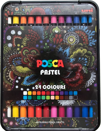 Een posca waskrijt pastel kpa100 24 stuks metalen doos koop je bij NiceSupplies.nl