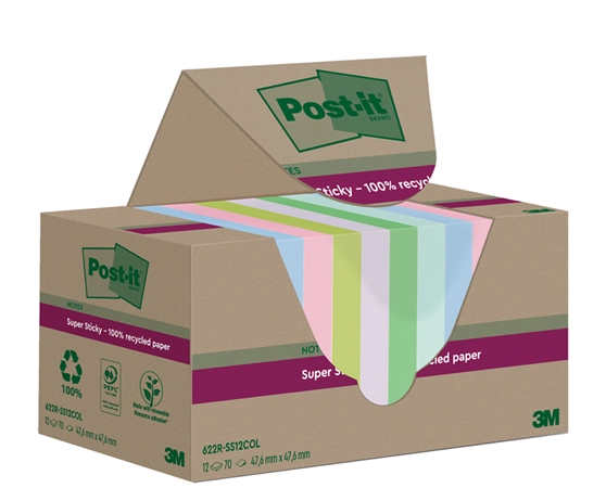 Een post-it super sticky recycling notes 47,6x47,6 mm gekleurd koop je bij NiceSupplies.nl