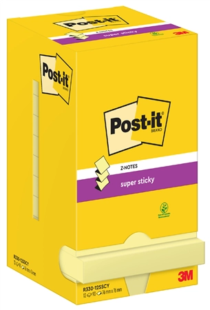 Een post-it super sticky z-notes 76x127 mm kanariengeel koop je bij NiceSupplies.nl