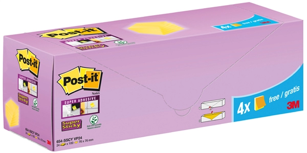 Een post-it zelfklevende memoblaadjes super sticky notes 127x76 mm 20+4 koop je bij NiceSupplies.nl