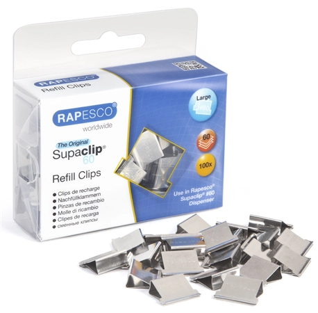 Een rapesco akteclip supaclip 60 rvs 100 stuks koop je bij NiceSupplies.nl