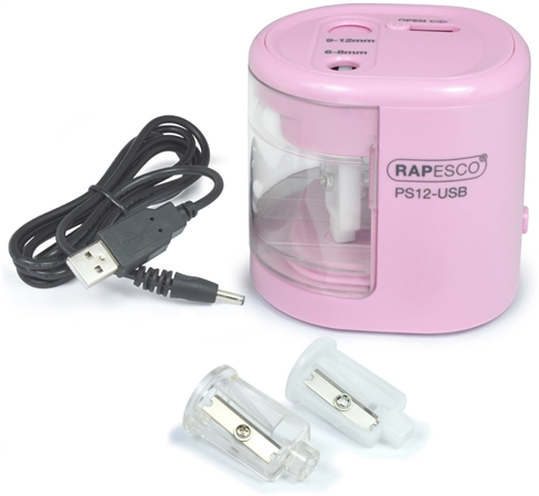 Een rapesco electrische dubbele puntenslijper ps12-usb rosa koop je bij NiceSupplies.nl