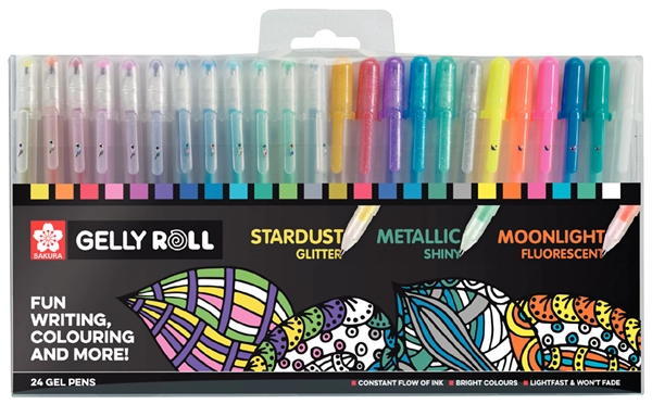 Een sakura gel-rollerpen gelly roll mix 24 stuks etui koop je bij NiceSupplies.nl