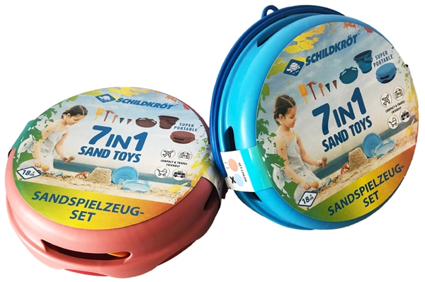 Een schildkrot 7in1 sand-speelgoed falteimer set blauw koop je bij NiceSupplies.nl