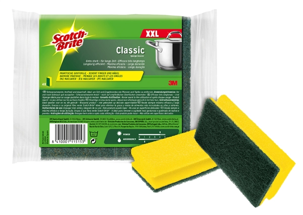 Een scotch-brite reinigingsspons classic xxl kleur geel-groen koop je bij NiceSupplies.nl