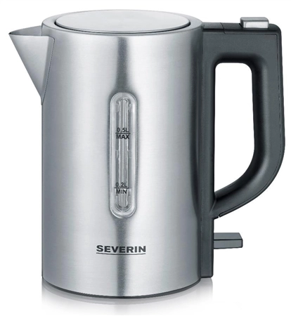 Een severin mini-waterkoker wk 3647 zwart/edelstaal koop je bij NiceSupplies.nl