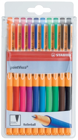 Een stabilo gel-roller pointvisco 4 stuks kunststof etui koop je bij NiceSupplies.nl