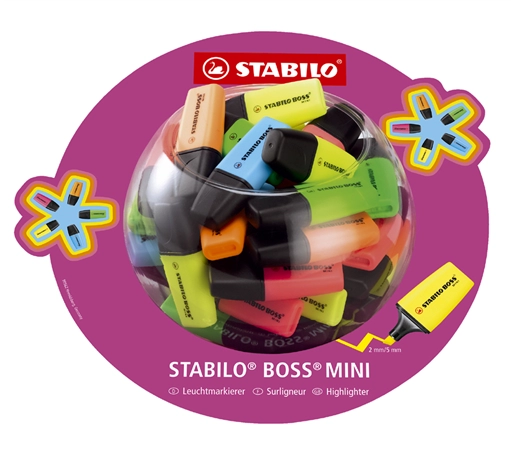 Een stabilo markeerstift boss mini 50 stuks display koop je bij NiceSupplies.nl