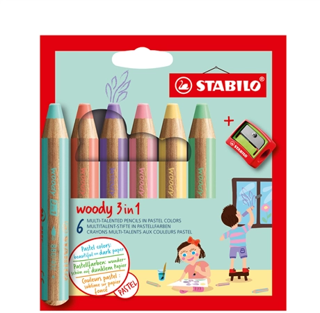 Een stabilo multitalentstift woody 3 in 1 18 stuks etui pastel koop je bij NiceSupplies.nl