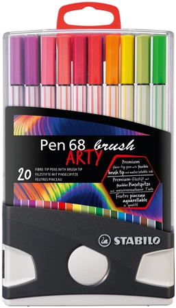 Een stabilo penseel-viltstift pen 68 brush arty 20 stuks colorparade koop je bij NiceSupplies.nl