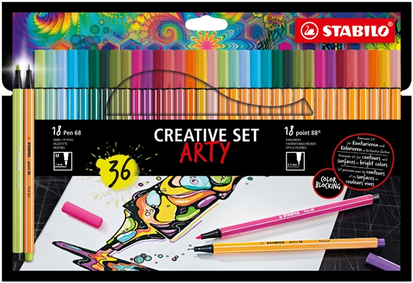 Een stabilo point 88 / pen 68 kreativ-set arty 24 stuks kartonnen etui koop je bij NiceSupplies.nl