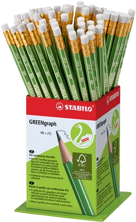 Een stabilo potlood greengraph hardheid hb 60 stuks display koop je bij NiceSupplies.nl