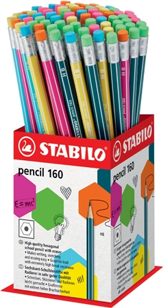 Een stabilo potlood pencil 160 met gum 72 stuks display koop je bij NiceSupplies.nl