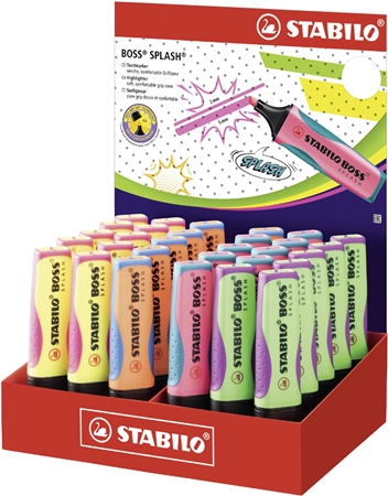 Een stabilo tekstmarker boss splash 30 stuks displaydoos koop je bij NiceSupplies.nl