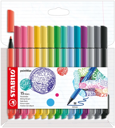 Een stabilo viltstift pointmax 4 stuks karton-etui pastel koop je bij NiceSupplies.nl