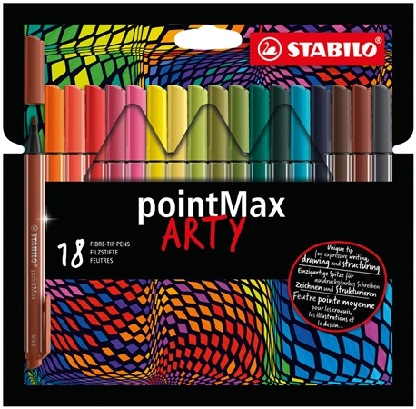 Een stabilo viltstift pointmax arty 18 stuks karton-etui koop je bij NiceSupplies.nl