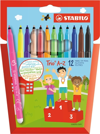 Een stabilo viltstiften trio a-z 12 stuks kartonnen etui koop je bij NiceSupplies.nl