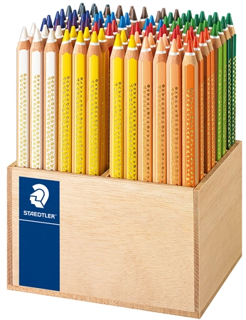 Een staedtler driehoekige kleurpotloden noris super jumbo 96 stuks display koop je bij NiceSupplies.nl