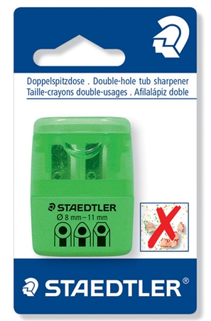 Een staedtler dubbele puntenslijper 51260f neon groen koop je bij NiceSupplies.nl