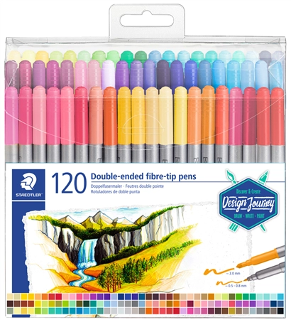 Een staedtler dubbele viltstift design journey 120 stuks etui koop je bij NiceSupplies.nl