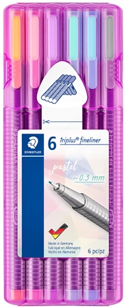 Een staedtler fineliner triplus pastel 6 stuks etui koop je bij NiceSupplies.nl