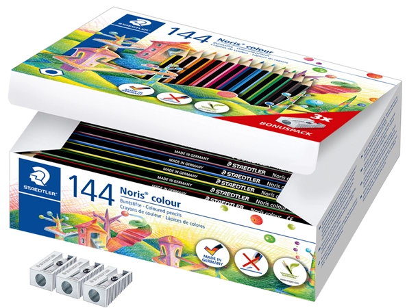 Een staedtler kleurpotloden noris colour 144 stuks kartonbox koop je bij NiceSupplies.nl