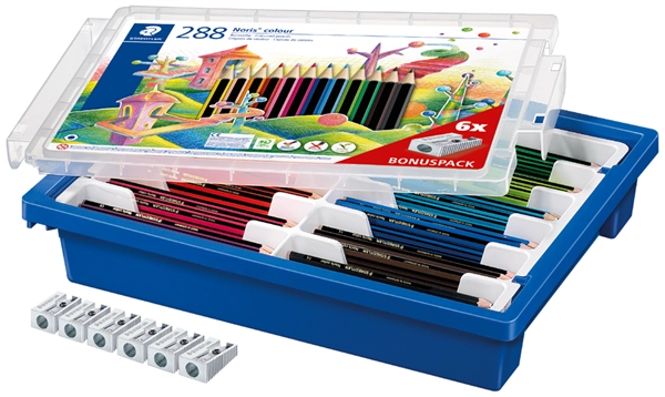 Een staedtler kleurpotloden noris colour 288 stuks kunststof box koop je bij NiceSupplies.nl