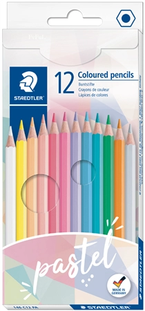 Een staedtler kleurpotlood pastel 12 stuks kartonnen etui koop je bij NiceSupplies.nl