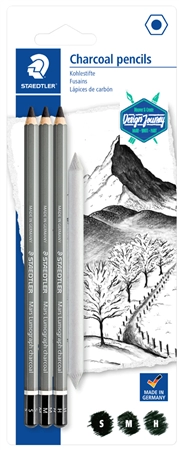 Een staedtler koolstift mars lumograph charcoal 4 stuks blister koop je bij NiceSupplies.nl