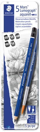 Een staedtler mars potlood lumograph aquarel 6 stuks metalen doos koop je bij NiceSupplies.nl