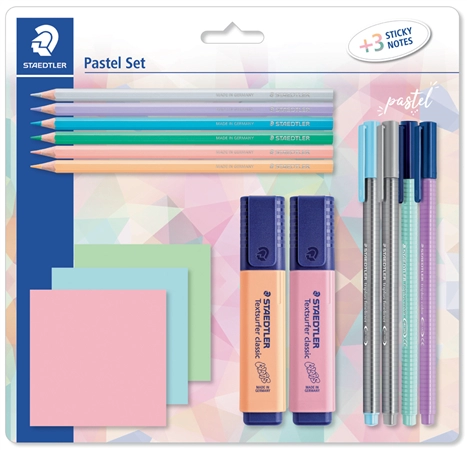 Een staedtler schrijfset pastel met 3 haftnotizblöcken koop je bij NiceSupplies.nl