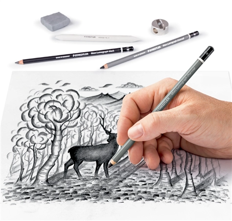 Een staedtler tekenset-kohleset charcoal design journey koop je bij NiceSupplies.nl