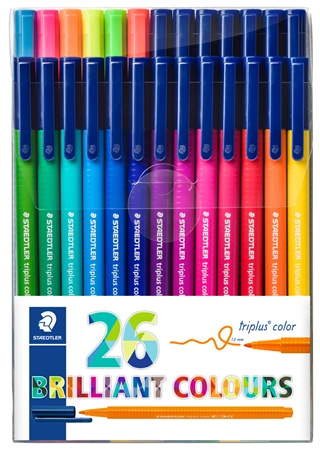 Een staedtler viltstift triplus brilliant colours 26 stuks etui koop je bij NiceSupplies.nl