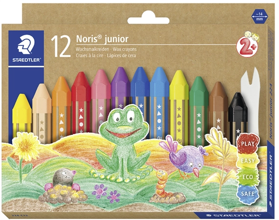 Een staedtler waskrijt noris junior 12 stuks kartonnen etui koop je bij NiceSupplies.nl