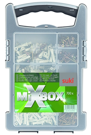 Een suki mixbox spaanplaatnschroeven met d?beln 700 delig koop je bij NiceSupplies.nl