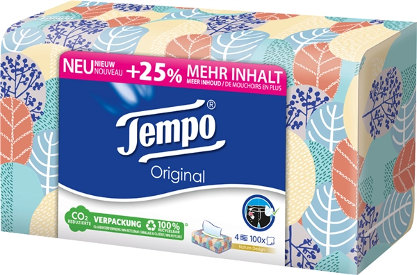 Een tempo taschent?cher original 4-lagig wit 100 stuks box koop je bij NiceSupplies.nl