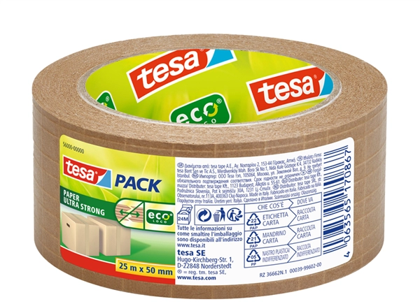 Een tesapak paper ultra strong verpakkingstape 50mmx25m koop je bij NiceSupplies.nl