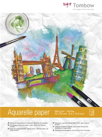 Een tombow aquarelblok rundum gelijmd 240x320mm koop je bij NiceSupplies.nl