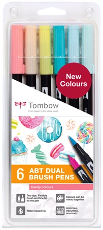 Een tombow dubbelviltstift dual brush pen abt 6 stuks set candy koop je bij NiceSupplies.nl