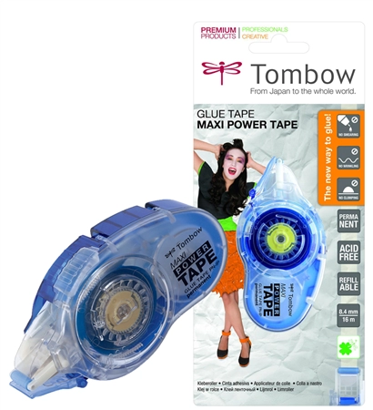 Een tombow lijmroller maxi power 8 4mmx16 m permanente koop je bij NiceSupplies.nl